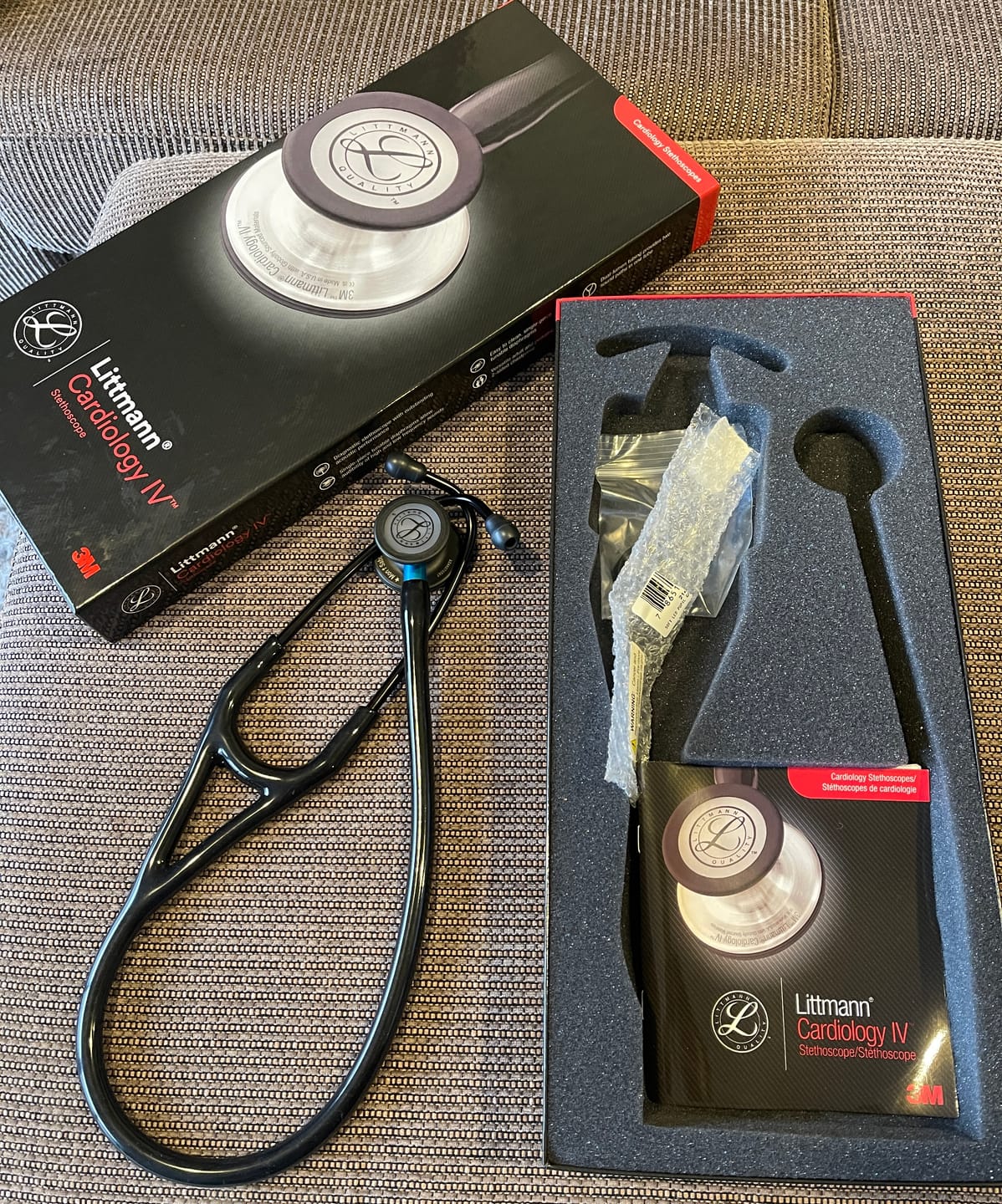 Customer photo review of Littmann Cardiology IV Diagnostic Stethoscope: Black & Black - Blue Stem 6201