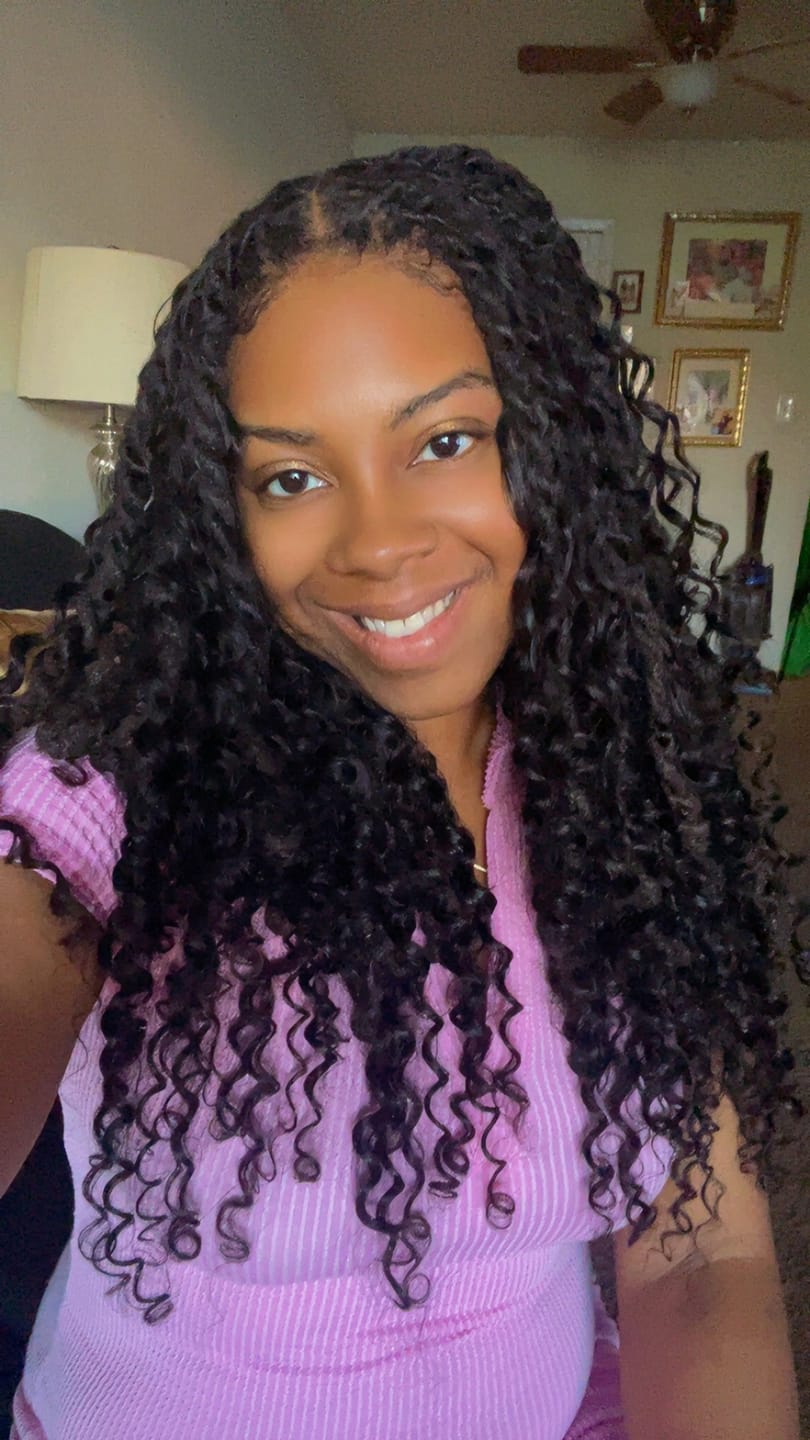 Customer photo review of Loose Curly Bulk Hair Extensions for Braiding