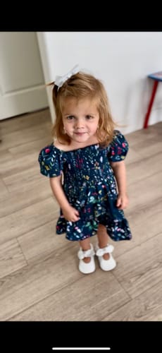 Customer photo review of Toasted Bright White Knotted Bow Baby Shoe