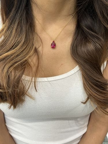Customer photo review of Ruby Stone Pendant Necklace