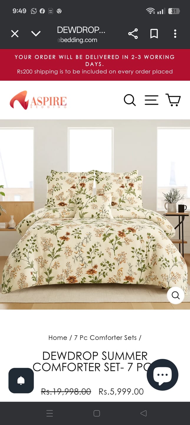 Customer photo review of DEWDROP summer comforter set- 7 pcs