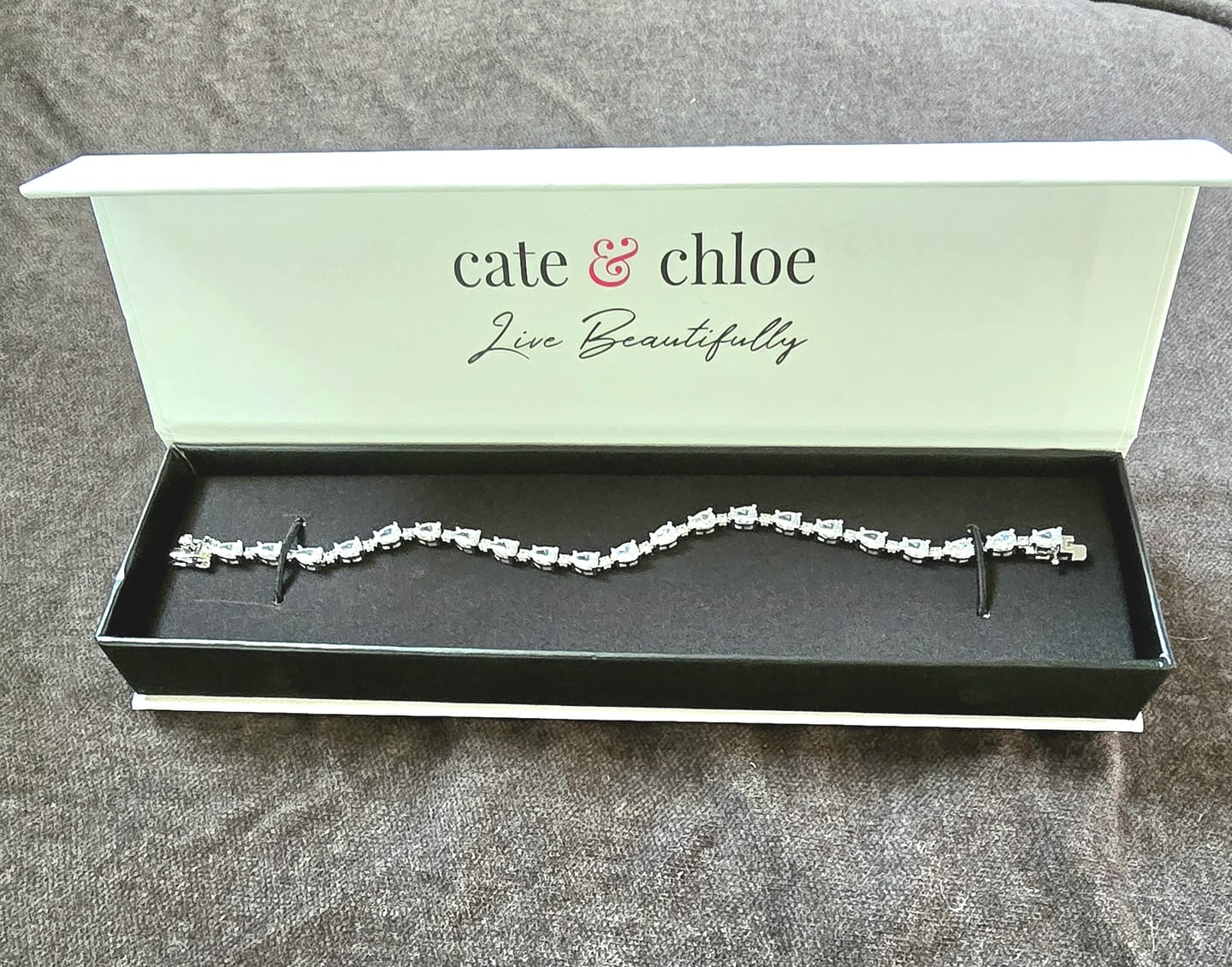 Customer photo review of Katelynn 18k White Gold Plated Tennis Bracelet with Simulated Diamond Crystals
