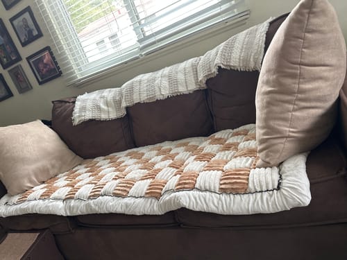 Customer photo review of NEW 2-in-1 Furniture Protector & Dog Bed Couch Cover with Thick Orthopedic Padding, Non-Slip Grip, Scratch-Resistant Surface & Machine-Washable Fabric