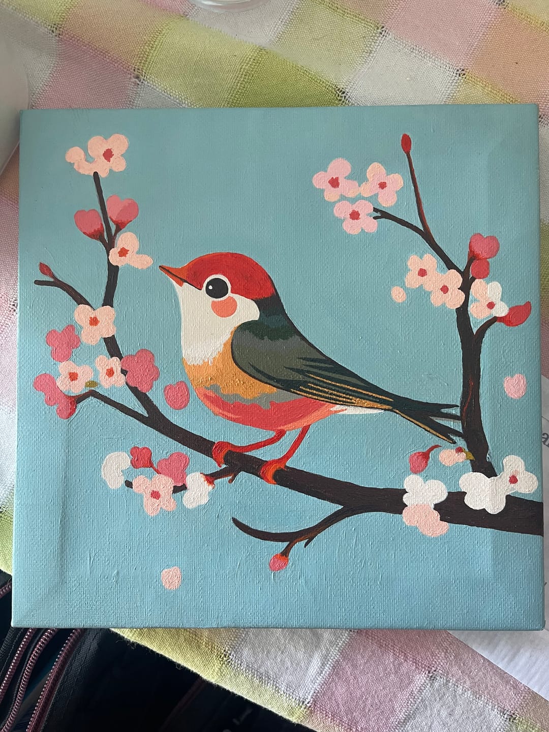 Customer photo review of Mini Paint by Number with Frame - Bird on a Branch