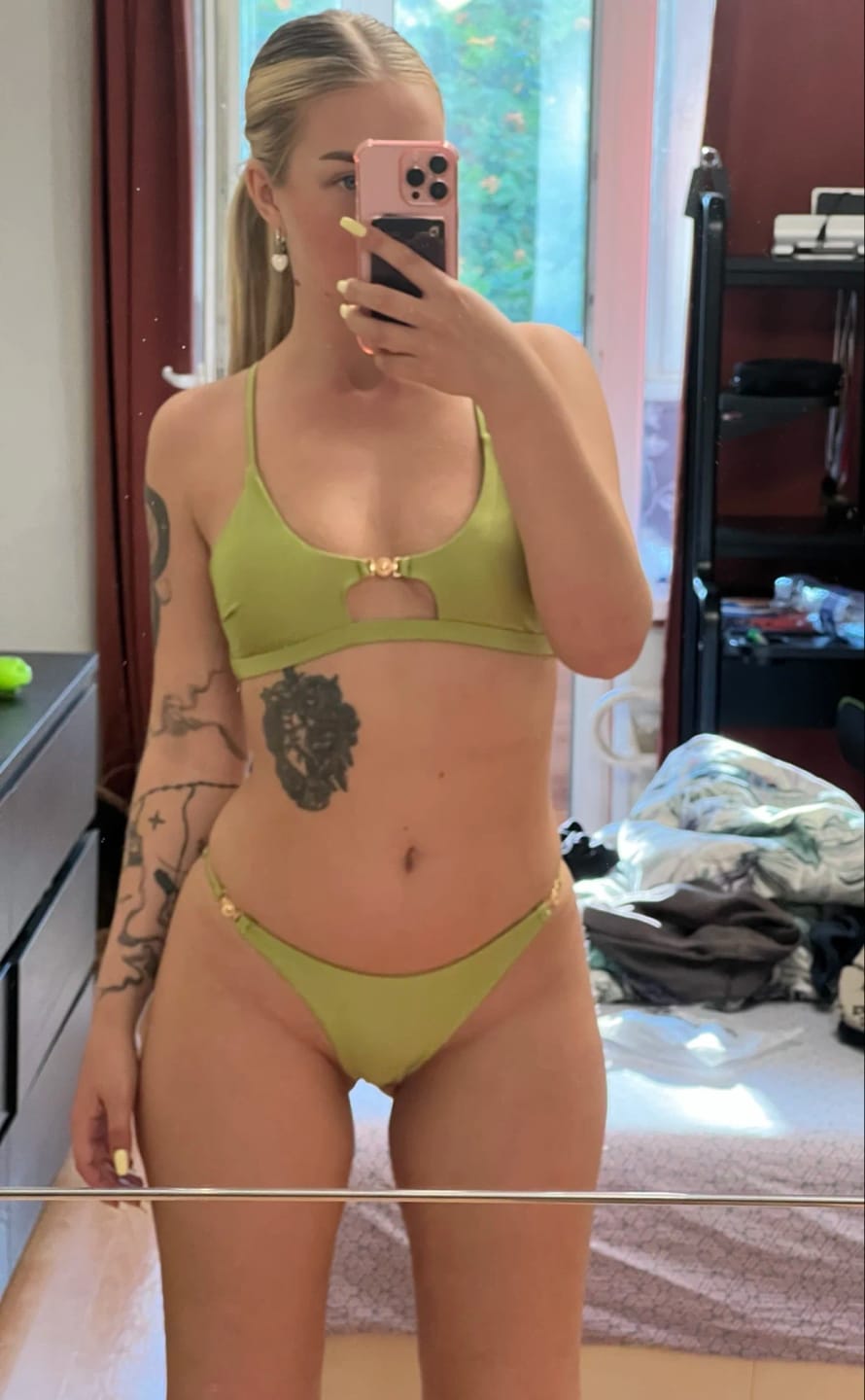 Customer photo review of Push Up Two Piece Bikini Set Hollow Out — Black | KIMLUD