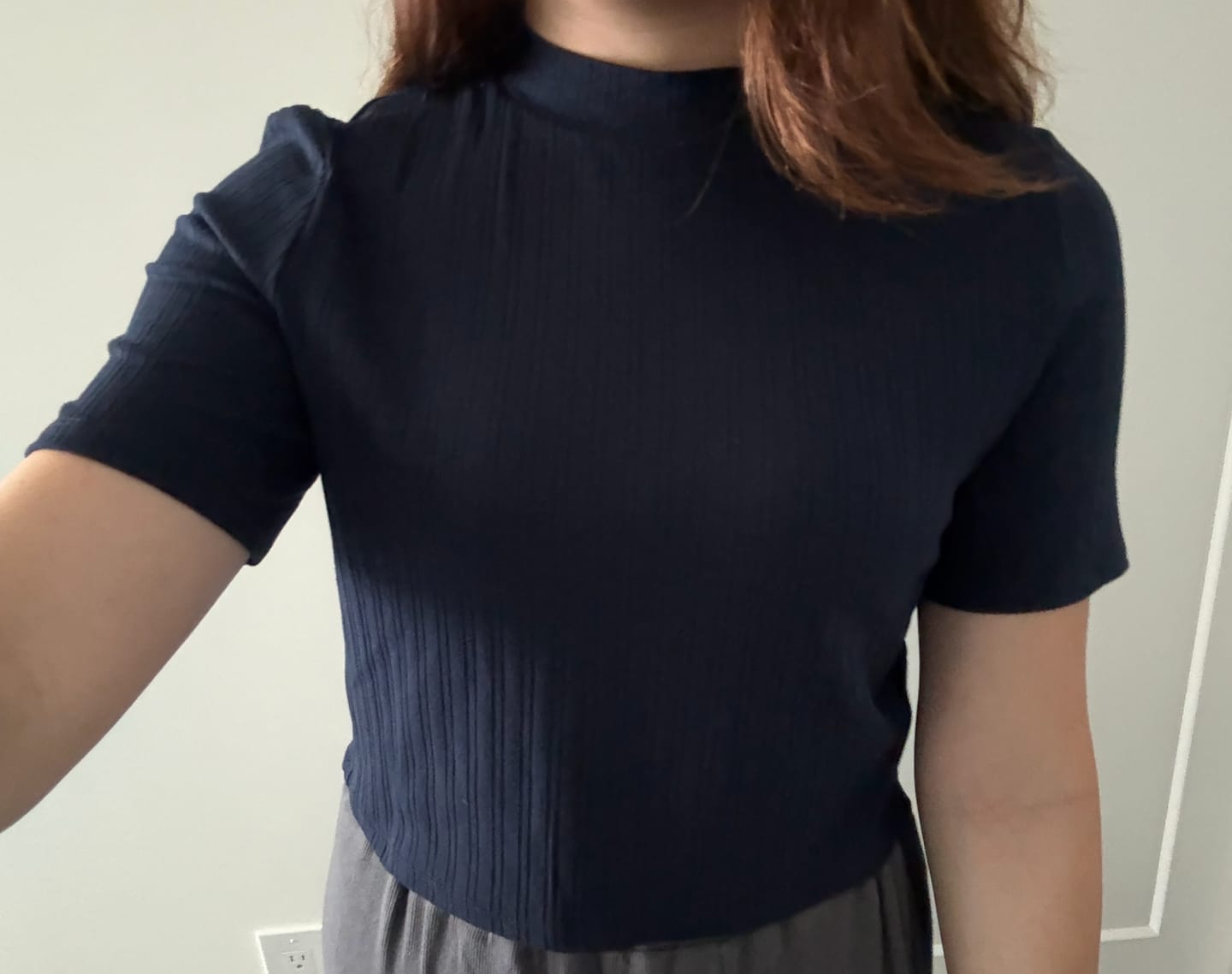 Customer photo review of High Neck Short Sleeve Top
