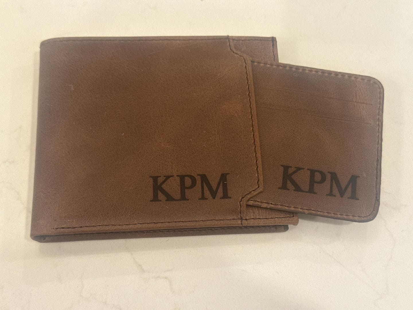 Customer photo review of Gift Set for Men -  Personalized Handcrafted Leather Wallet & Belt