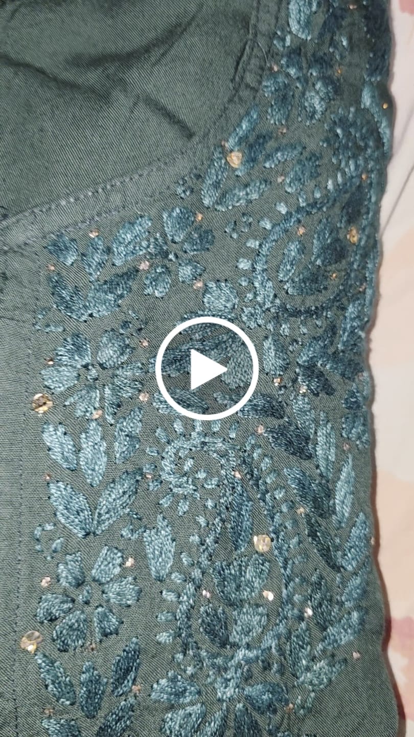 Customer video review of Bottle Green 2 piece Rayon Mukaish set