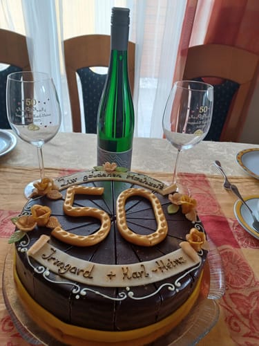 Kundenbewertung mit Foto zu Leonardo Weingläser zur Goldenen Hochzeit mit Namen & Datum im Set