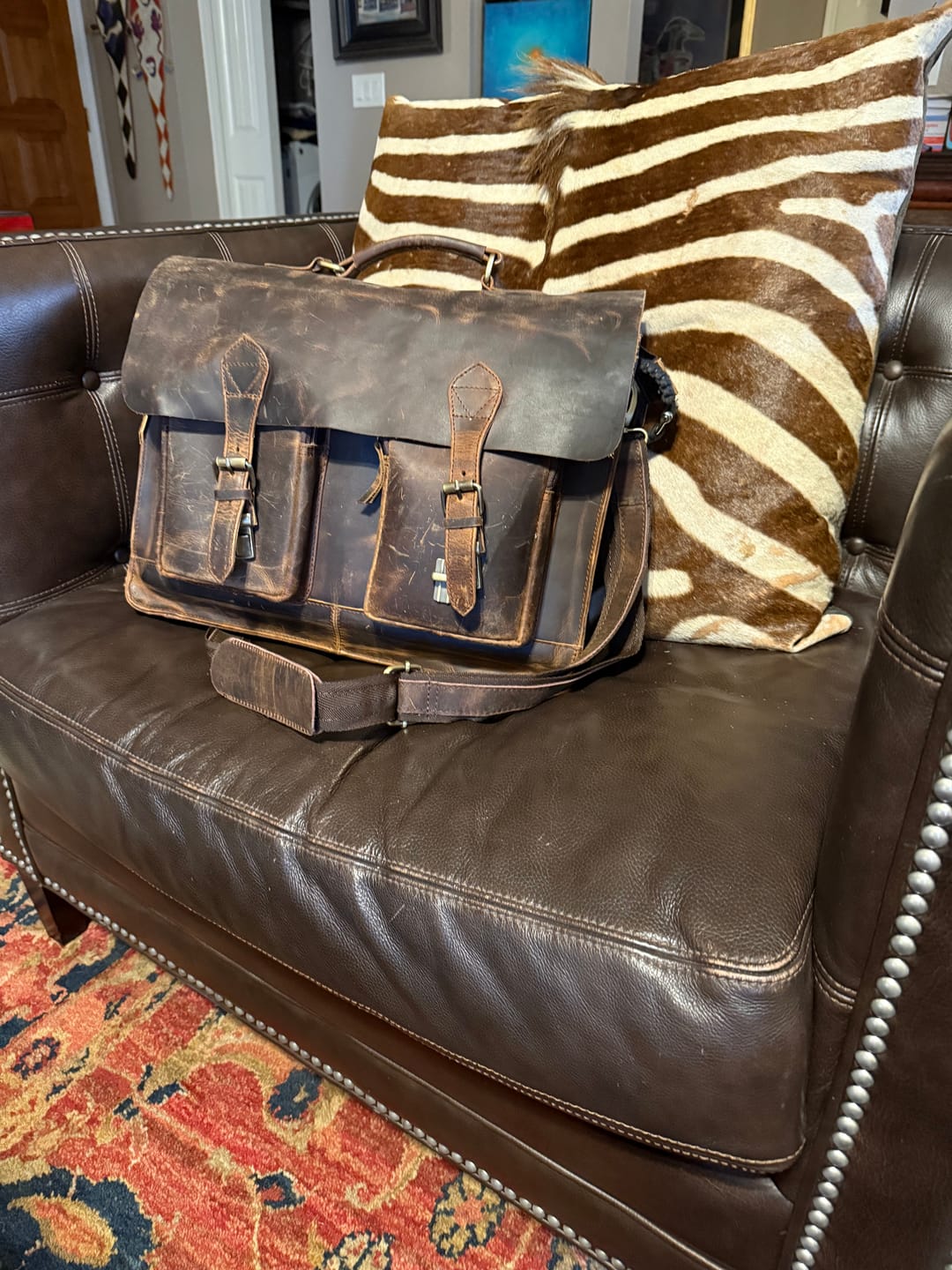 Customer photo review of Retro Buffalo Leather Briefcase