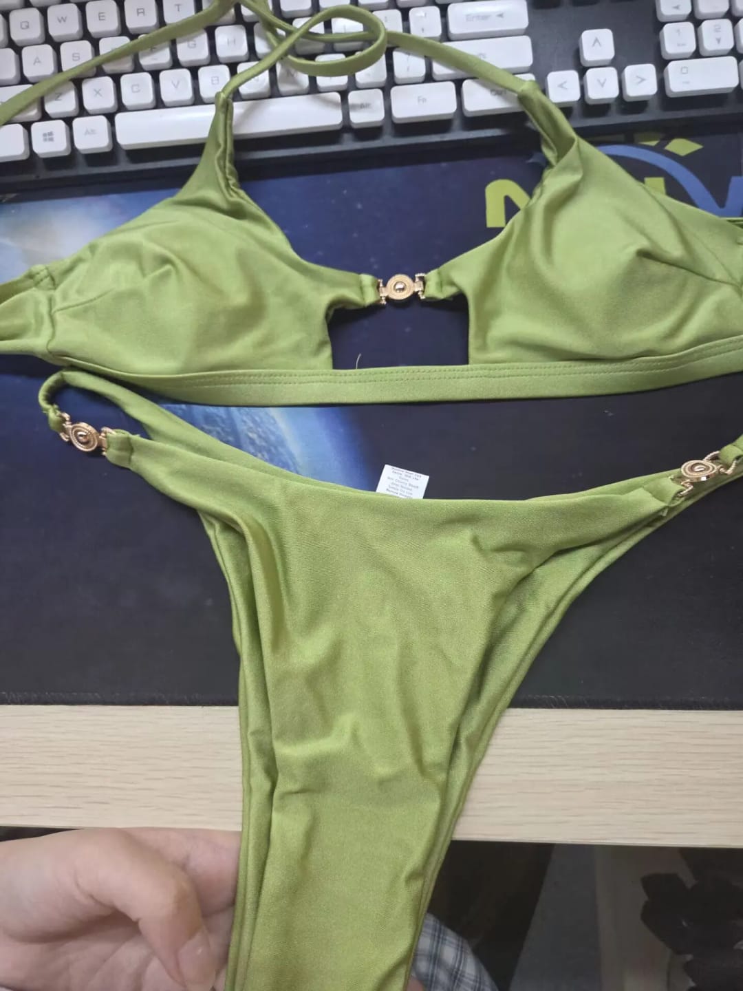 Customer photo review of Push Up Two Piece Bikini Set Hollow Out — Black | KIMLUD