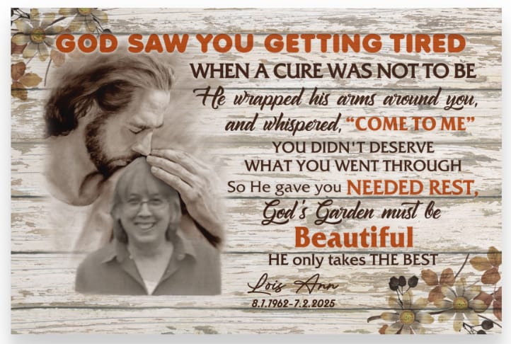 Customer photo review of Personalized Photo Memorial God Saw You Getting Tired Safe In God Is Hand Canvas Prints And Poster