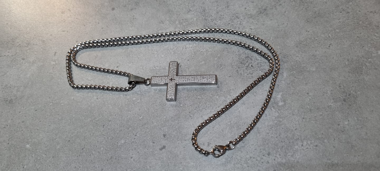 Customer photo review of Lord's Prayer Cross Pendant Necklace