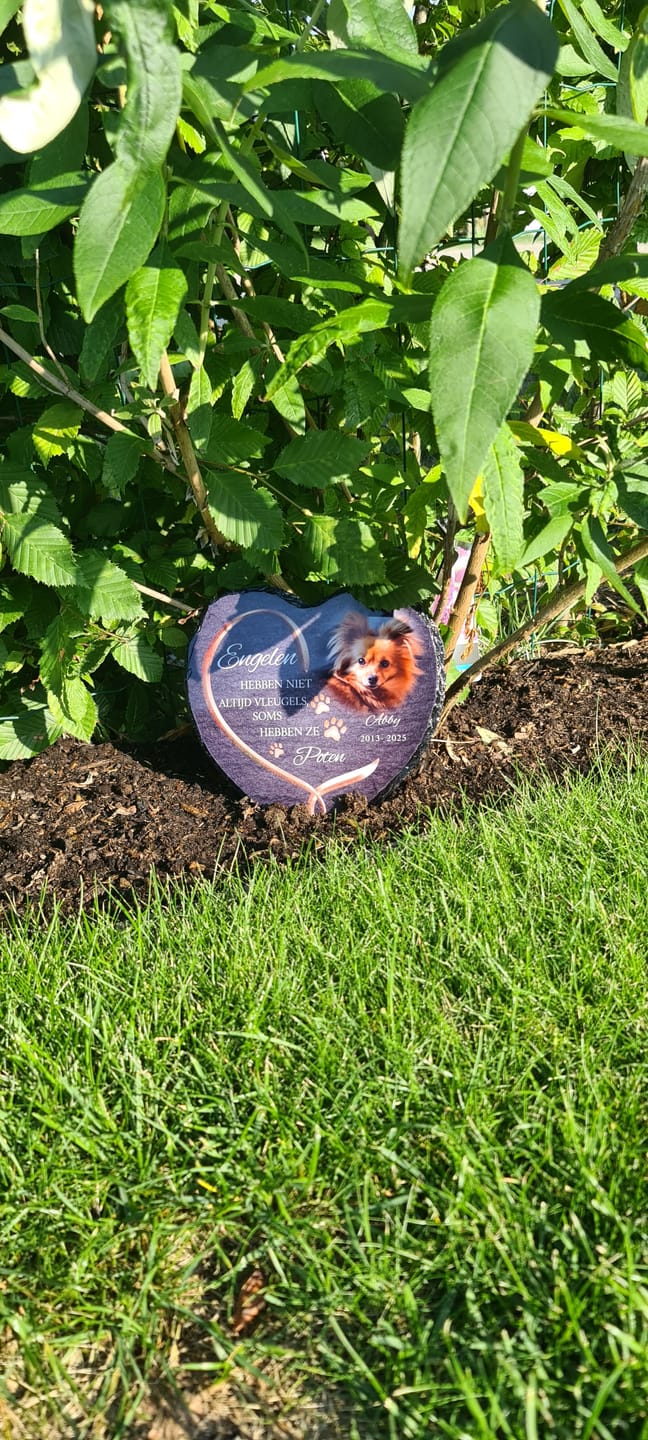 Customer photo review of Engelen hebben poten - Gepersonaliseerde leisteen hart