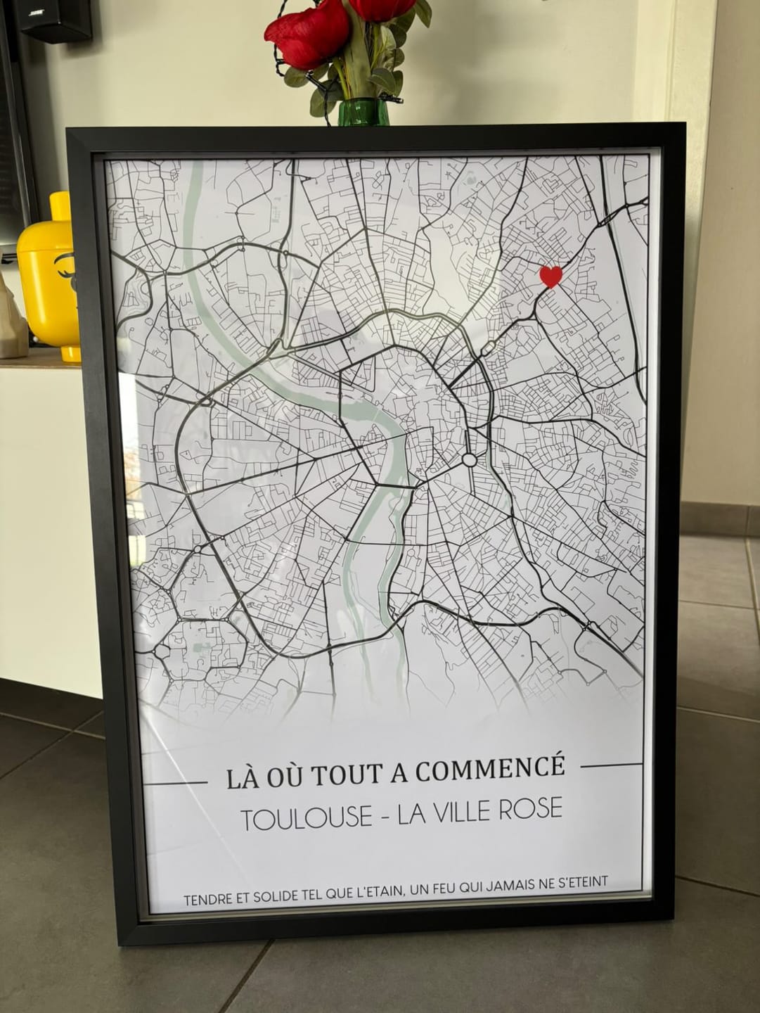 Customer photo review of Affiche Personnalisée Couple La où tout a commencé – Amour & Lieu De Rencontre