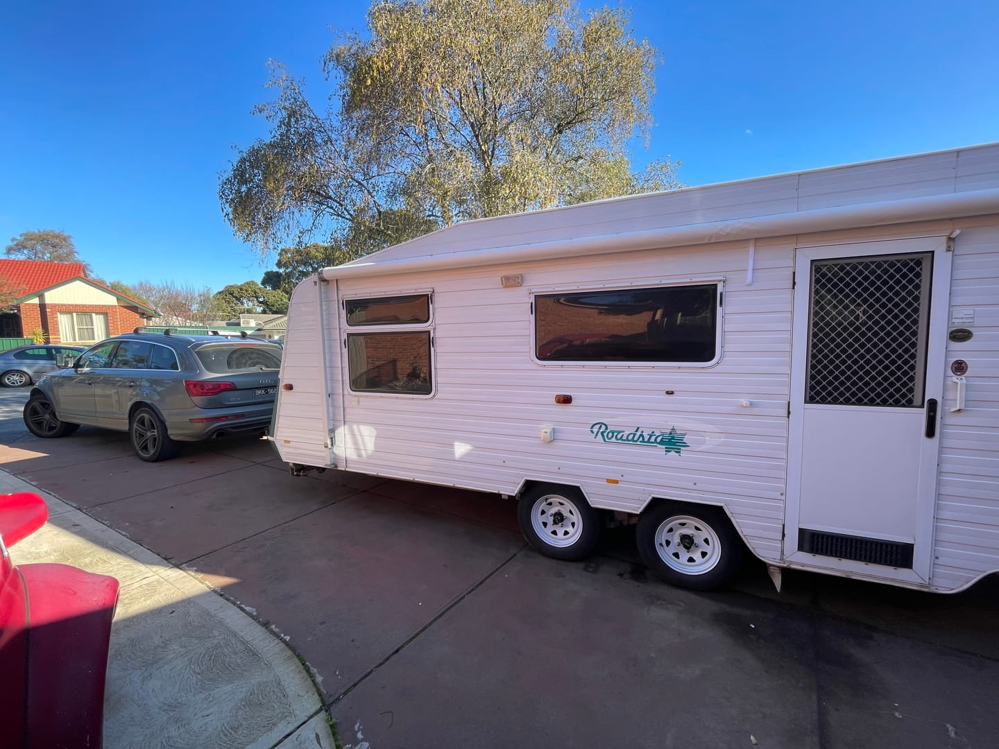 Customer photo review of Awning Replacement Vinyl - Grey Fade WA2006