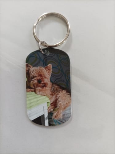 Customer photo review of À toujours dans mon cœur - Porte-clés Dog Tag personnalisé