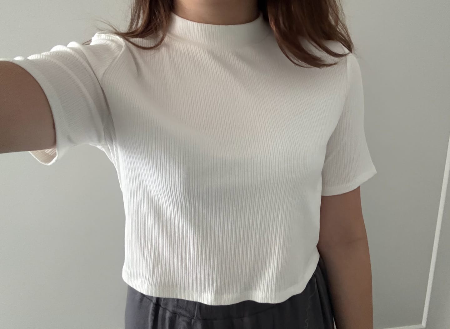 Customer photo review of High Neck Short Sleeve Top