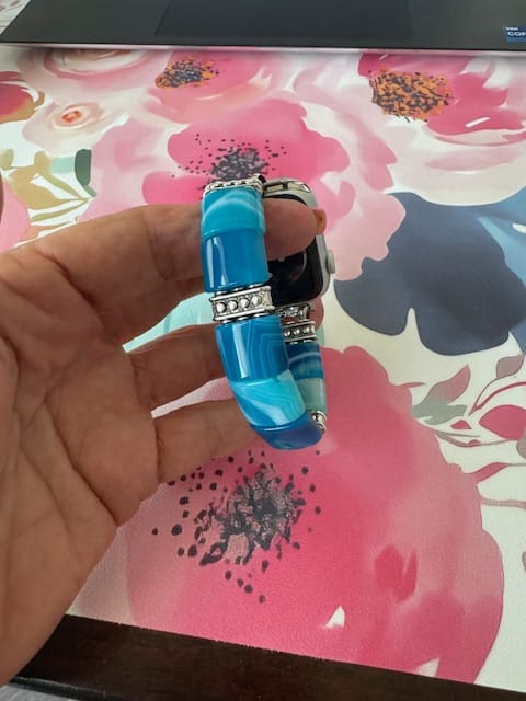 Customer photo review of Serene Abyss Agate Stretch Apple Watch Strap