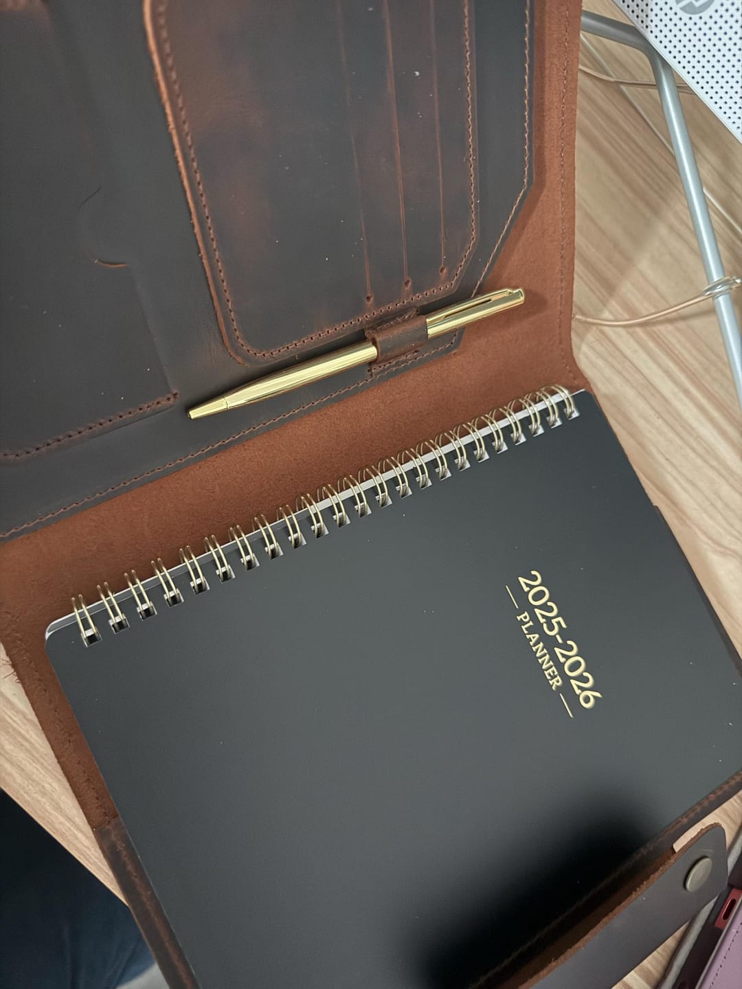 Customer photo review of 2025-2026 Leather Planner, Company Gift, Personalized & Refillable Journal with Leather Cover and Pen