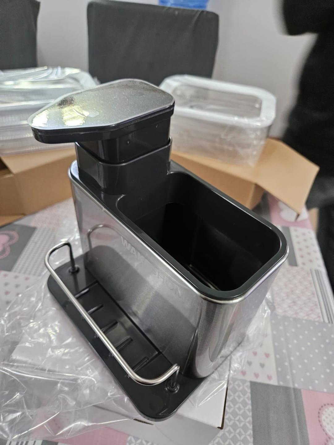 Customer photo review of Dispensador De Lavalozas Jabón Y Porta Esponja Organizador 3 en 1