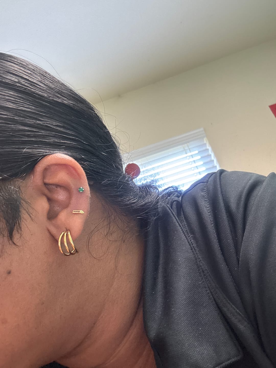 Customer photo review of Anaya Triple Gold Hoop Earrings