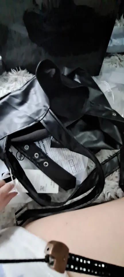 Customer photo review of Leather Belt Crop Top Punk Streetwear — Black | KIMLUD