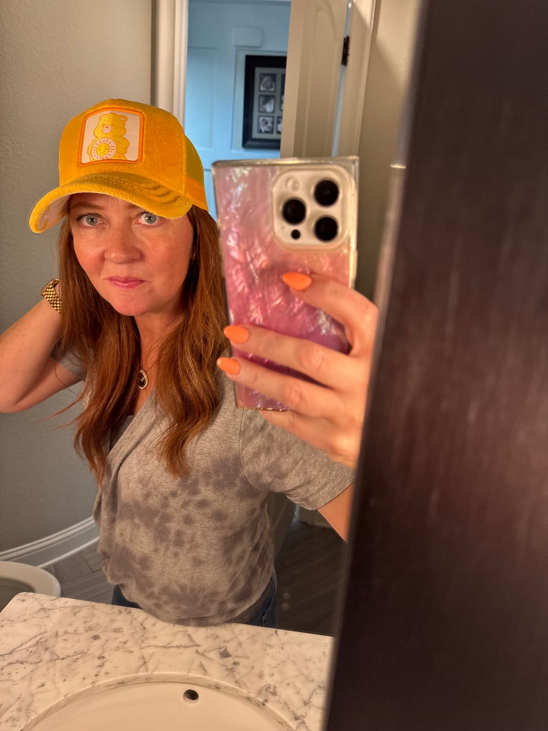 Customer photo review of OVERLORD X Care Bears:  Funshine Bear Trucker Cap