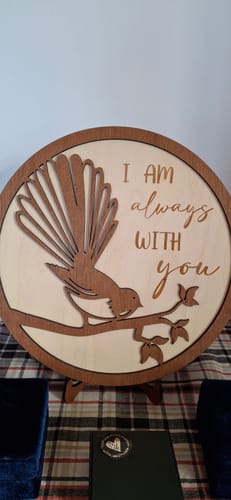 Customer photo review of Wooden Fantail Memorial Plaque