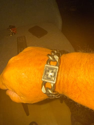 Customer photo review of Knights Templar Fidelis Warrior Cuban Link Bracelet: Helps Pair Veterans With A Service Dog Or Shelter Dog