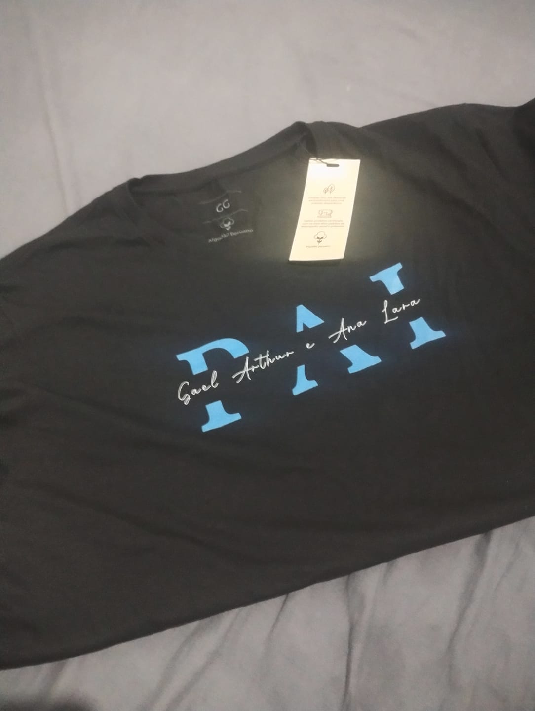 Customer photo review of Camiseta Personalizada MÃE / PAI E FILHOS - Algodão Peruano