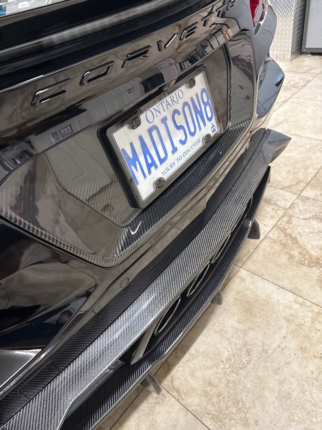Customer photo review of Corvette C8 Z06 License Plate Backing