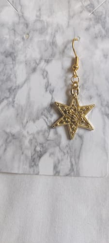 Customer photo review of Alloy Star Pattern Earring Charms - Alloy Star Pendant - Gold Tone Plated Alloy - Jewelry Making Supplies - 24.93x19.27x2.75mm - ZZ2028