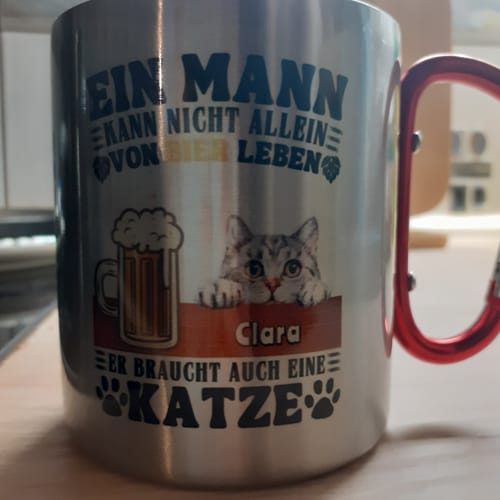 Customer photo review of Haustiere & Bier - Individuelle Tasse aus Stahl