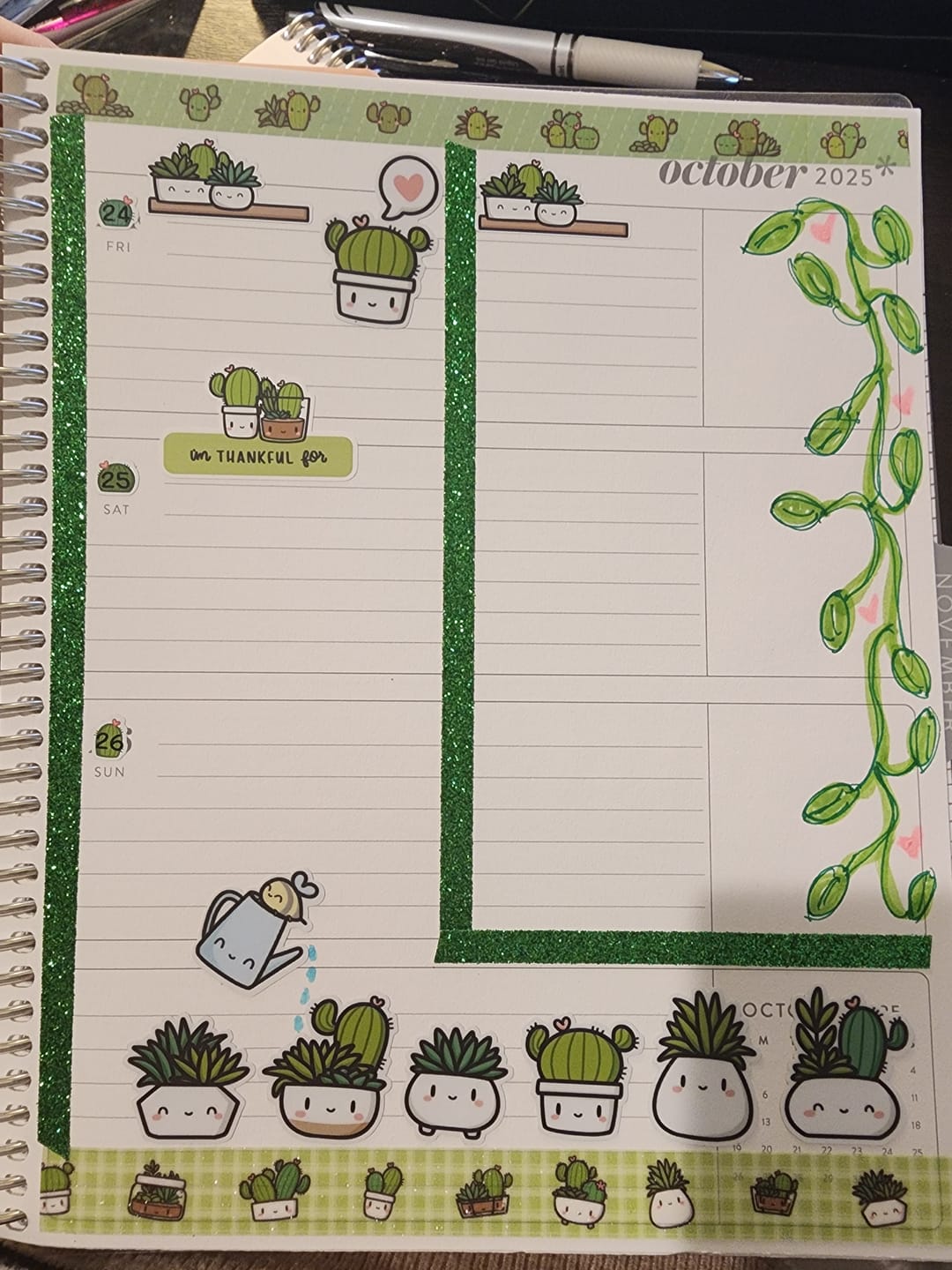 Customer photo review of Date Dots - Cozy Plants Planner Stickers