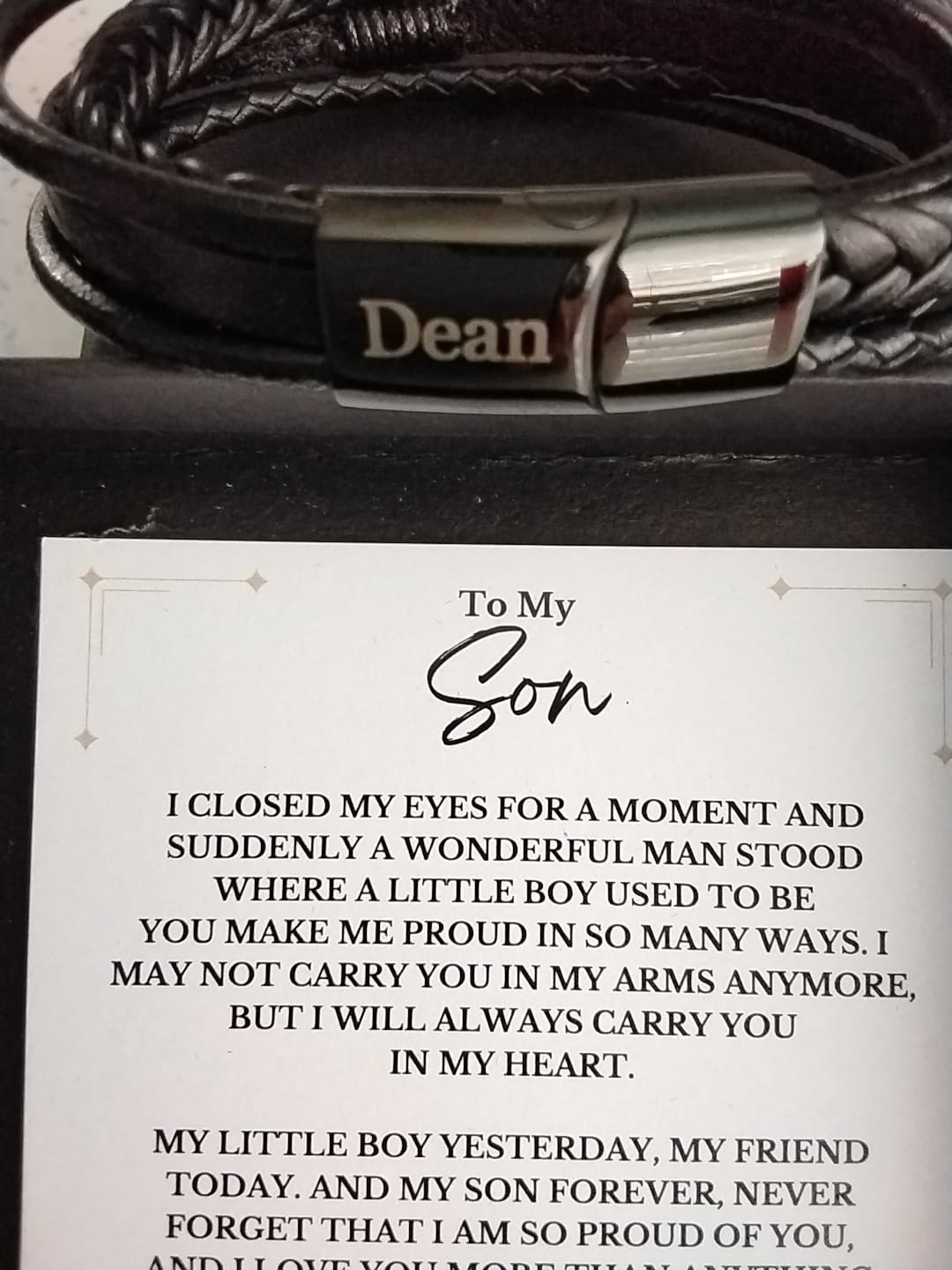 Customer photo review of Son/Soulmate Leather and Bead Bracelet - JWL Men's Bracelet