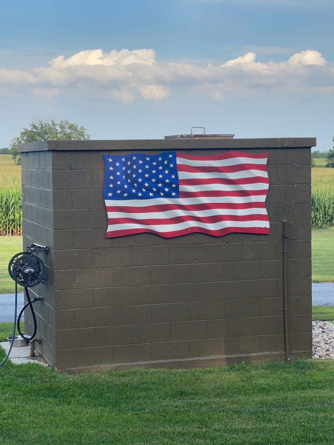 Customer photo review of Large Metal American Flag Waving