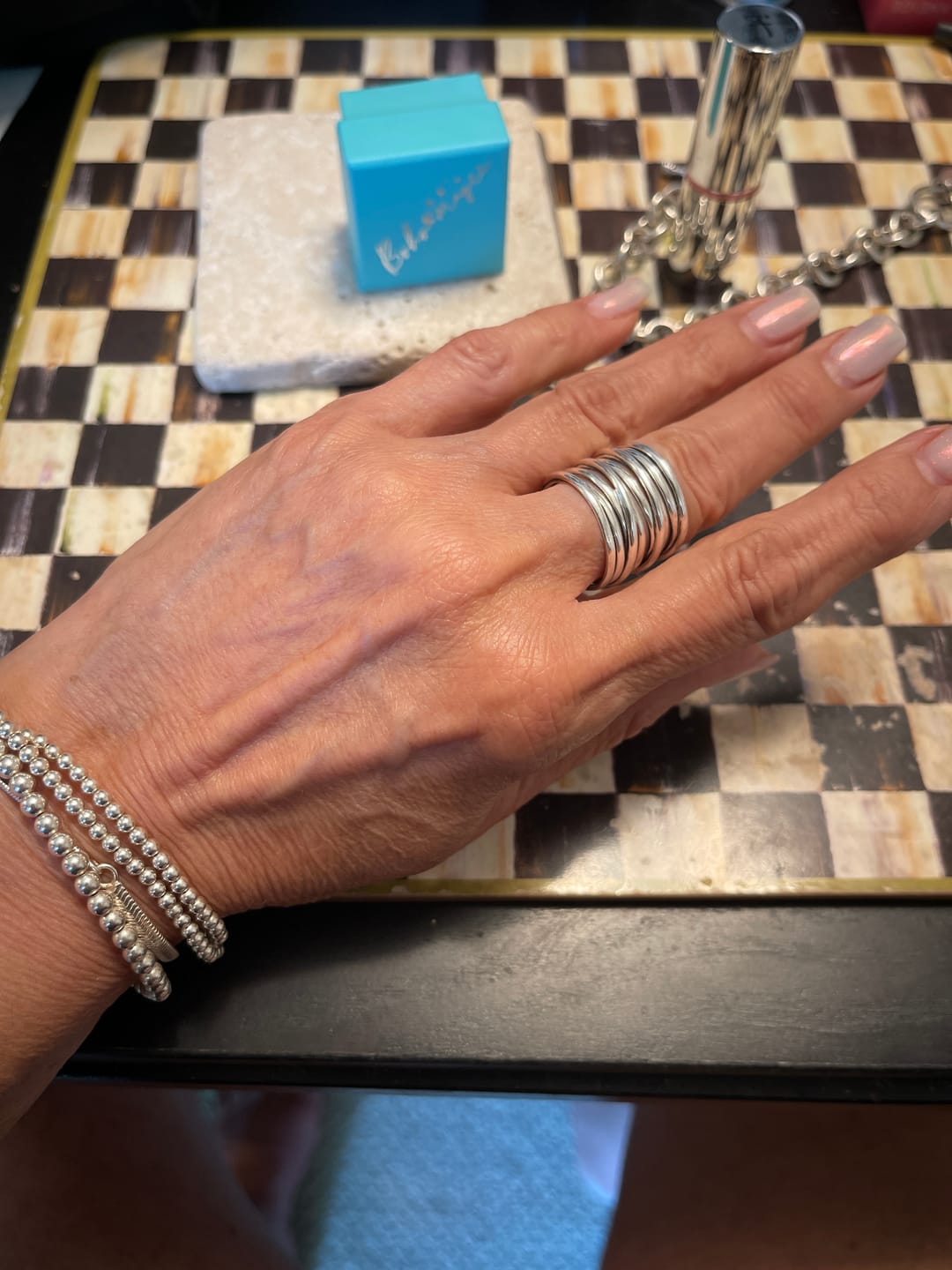 Customer photo review of Chunky Wrap Wide Band Ring Sterling Silver