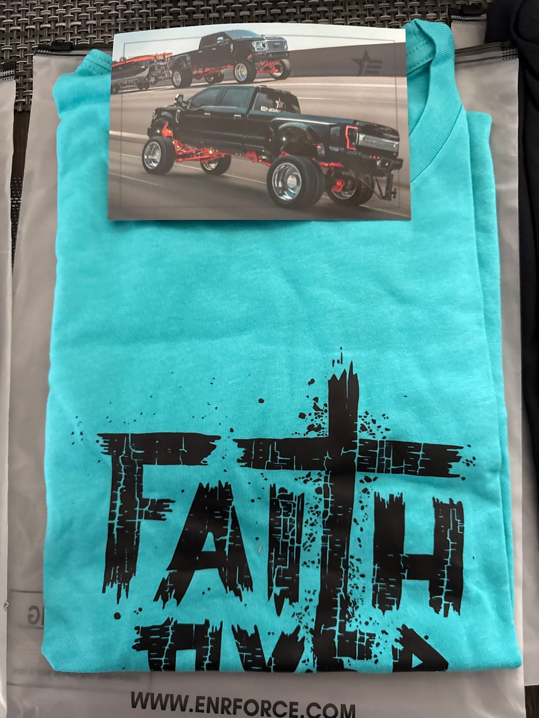 Customer photo review of Faith Over Fear Tee