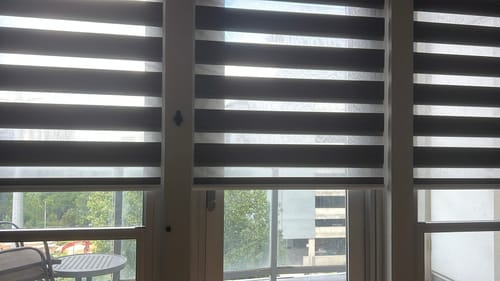 Customer photo review of SmartWings Motorized Zebra Shades 85% Blackout 95mm Ingrid
