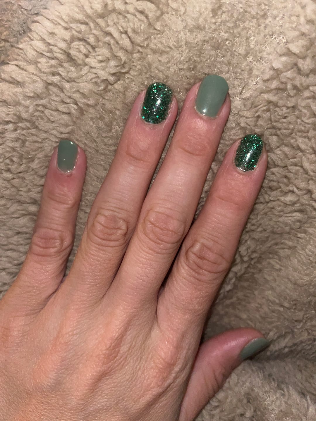 Customer photo review of Warm Olive Dipping Powder