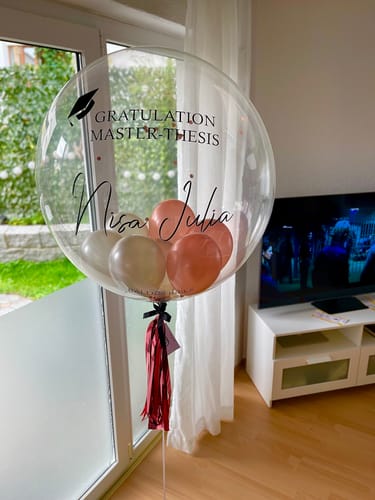 Kundenbewertung mit Foto zu Graduation Konfetti Designer Ballon