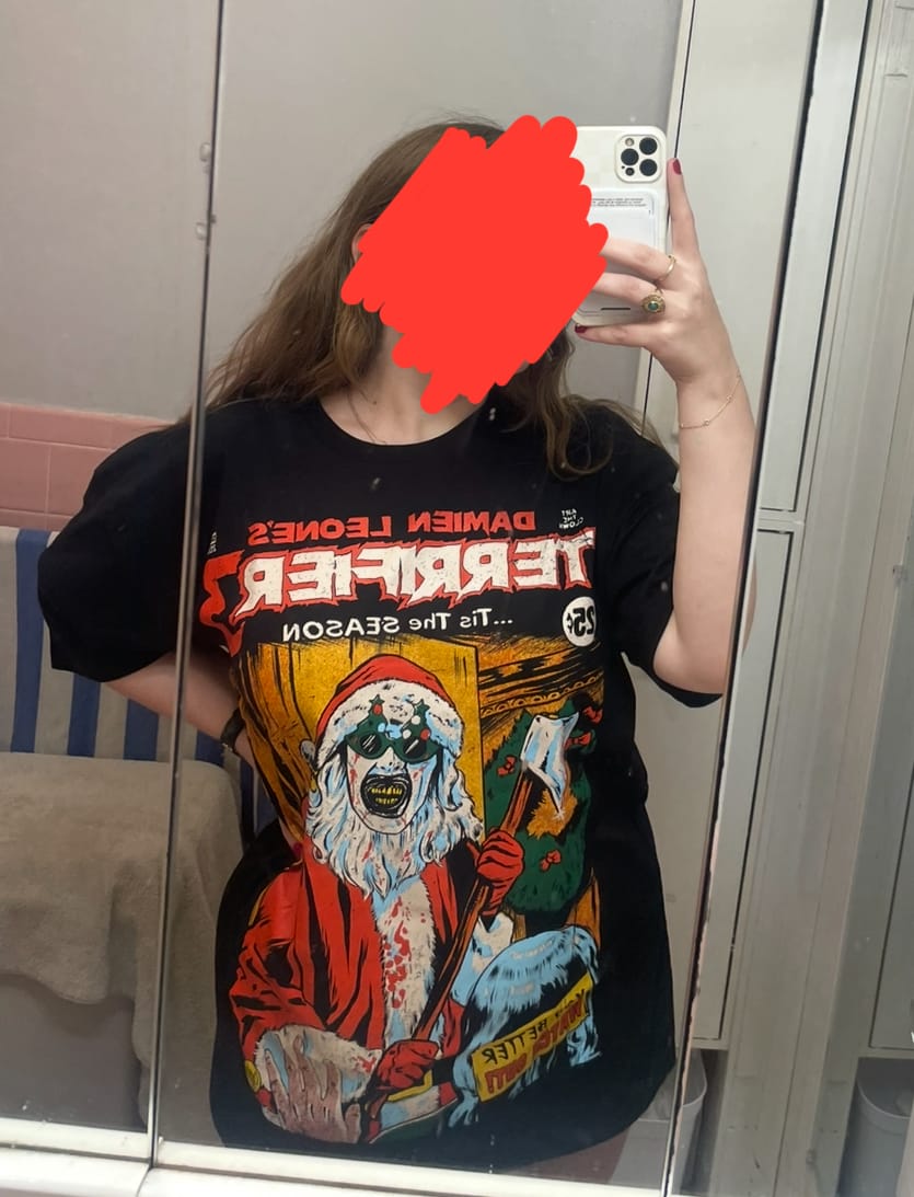 Customer photo review of Terrifier 3 Tis The Season T-Shirt
