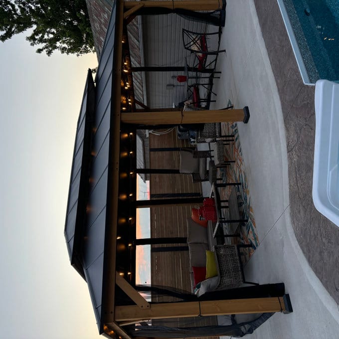 Customer photo review of SUNJOY 12x20 Wooden Frame Hardtop Gazebo with Rectangle Double Tier and Ceiling Hook - Standard Natural Cedar