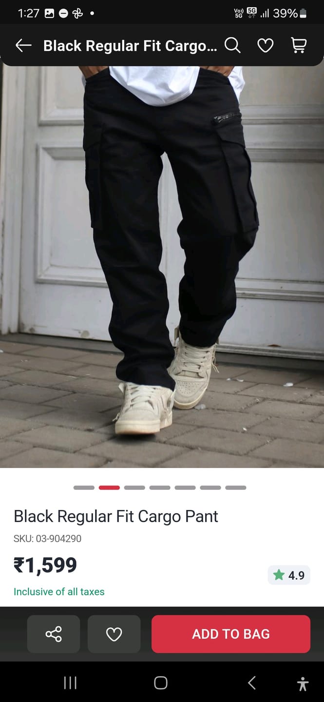Customer photo review of Black Cotton Cargo Pant