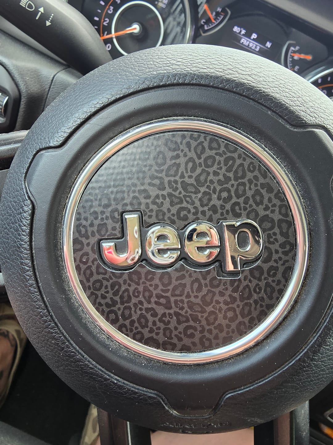 Customer photo review of Animal Print Steering Wheel Decal for Jeep