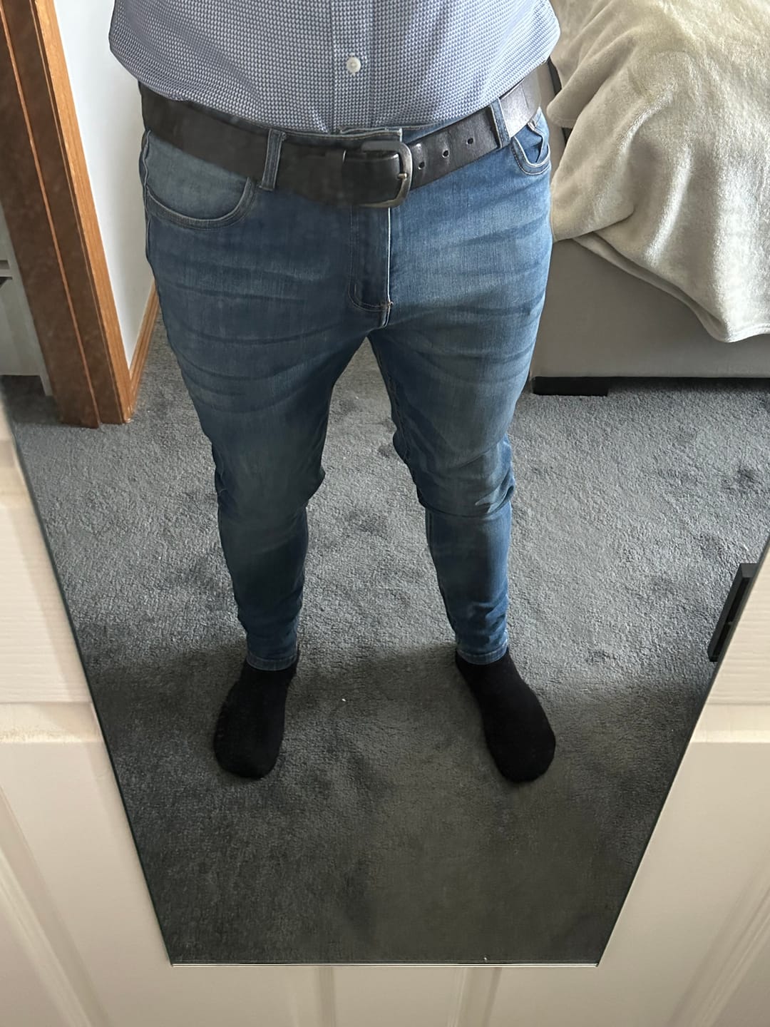 Customer photo review of Dark Blue Slim Fit Jeans