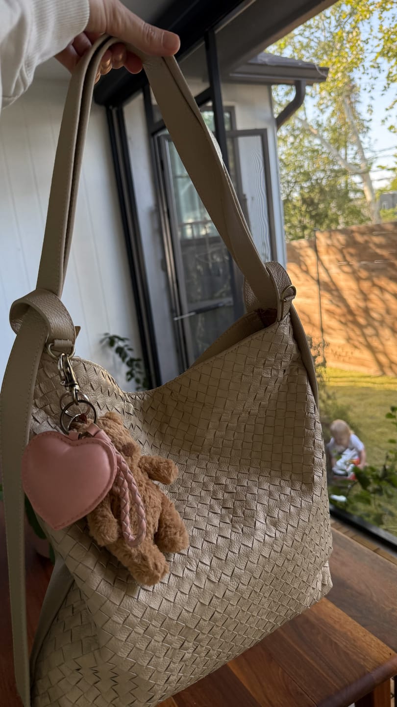 Customer photo review of [PRE-ORDER] Woven Evra Tote - Bone