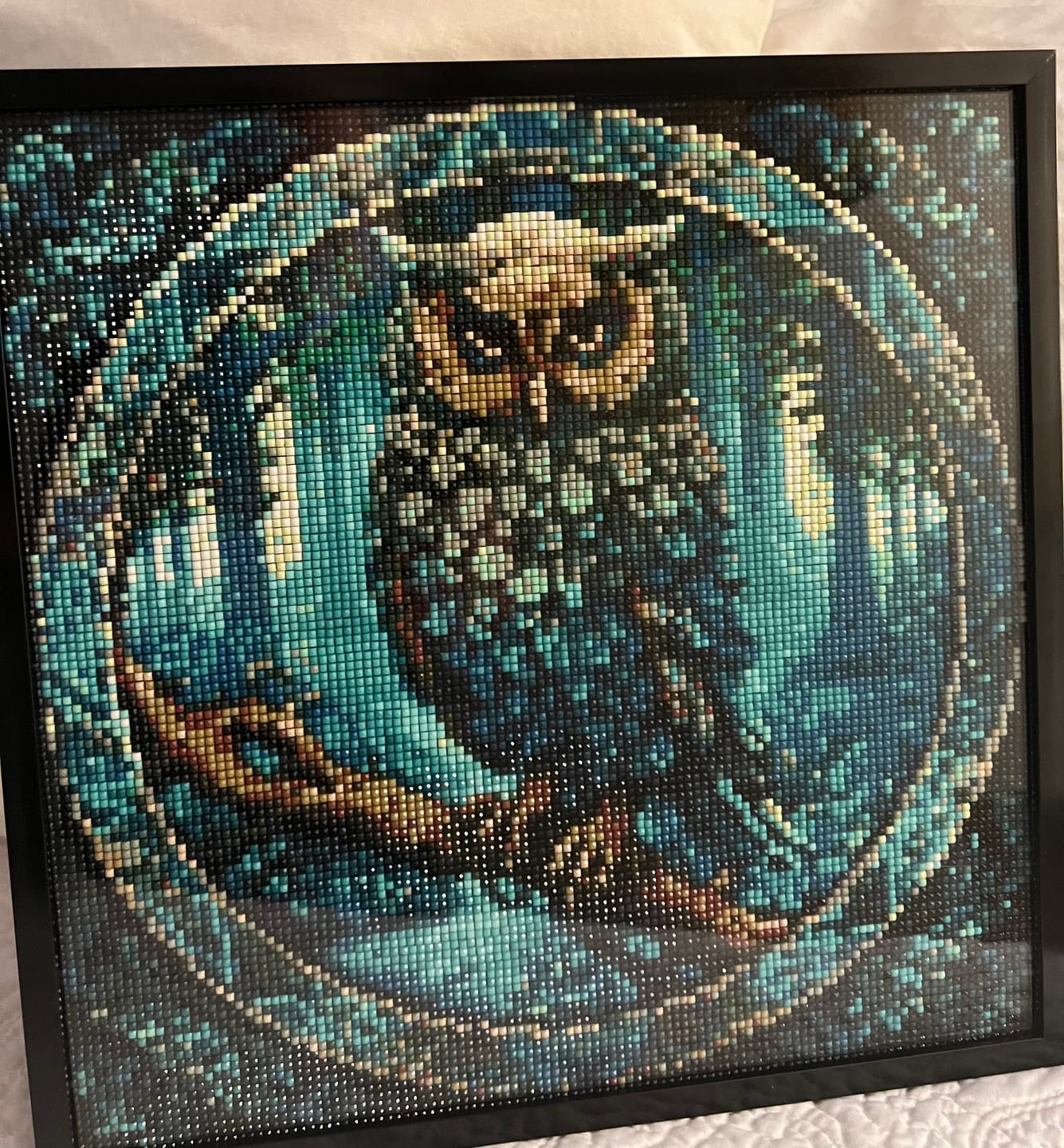 Customer photo review of Owl Forest Mandala - Exclusive Premium Diamond Painting Kit