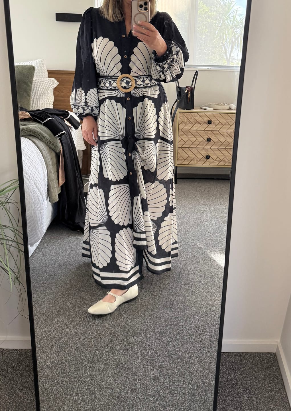 Customer photo review of Carmelo Linen Dress   |  Black- Beige